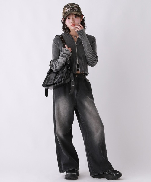 「repipi armario」 「KIDS」ニットパーカー LARGE チャコールグレー キッズ_画像6