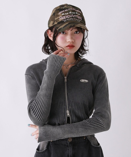 「repipi armario」 「KIDS」ニットパーカー LARGE チャコールグレー キッズ_画像7