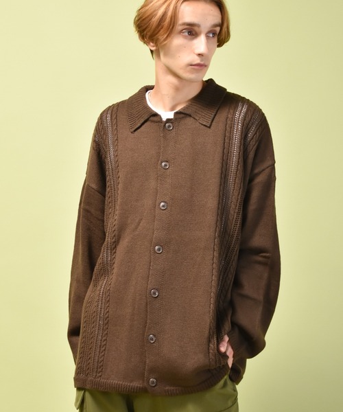 「Starting Over」 「HALHAM」ニットカーディガン M ブルー メンズ_画像8