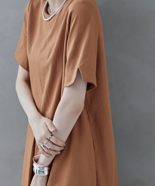 「etoll.」 半袖ワンピース M オレンジ レディース_画像4