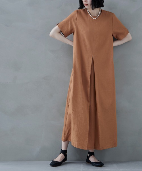 「etoll.」 半袖ワンピース M オレンジ レディース_画像8