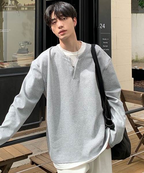 NOWLE（ノウル） tシャツ 「NOWLE」フェイクレイヤード キーネック