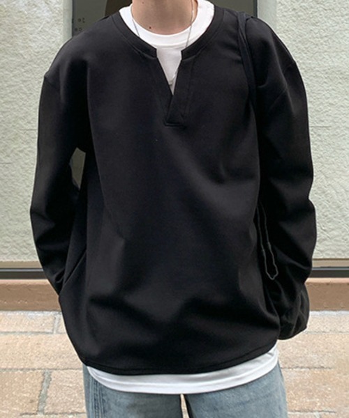 NOWLE（ノウル） tシャツ 「NOWLE」フェイクレイヤード キーネック