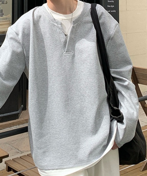 NOWLE（ノウル） tシャツ 「NOWLE」フェイクレイヤード キーネック