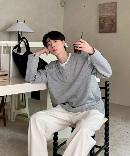 NOWLE（ノウル） tシャツ 「NOWLE」フェイクレイヤード キーネック