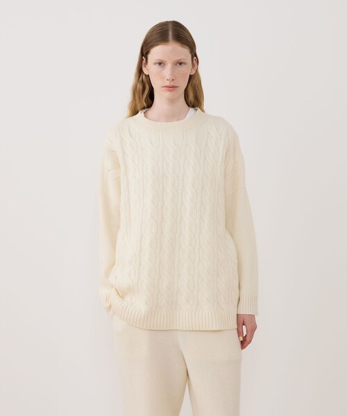 GALERIE VIE カシミヤ100% ケーブル編み クルーネックニット GALERIE VIE（ギャルリー ヴィー） ニット セーター モンゴルカシミヤ