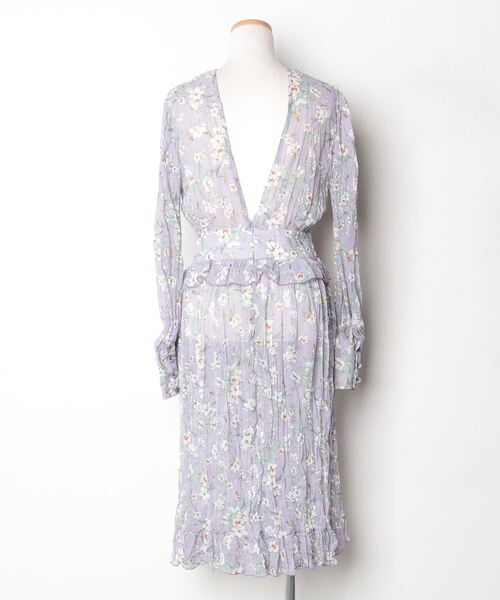 「HONEY MI HONEY」 花柄長袖ワンピース FREE パープル レディース_画像2