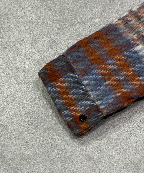 link lot シャツ 「25年秋冬新作」シャギーチェックフラップシャツ