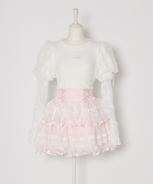 【新品】メルフィーメモリー　スカート　レース　ホワイト　M mini mellfy memory（メルフィーメモリー） スカート Angelic Tulle Sugar