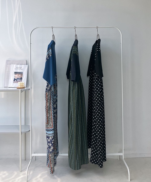 「AS KNOW AS plus」 7分袖ワンピース FREE グリーン レディース_画像3