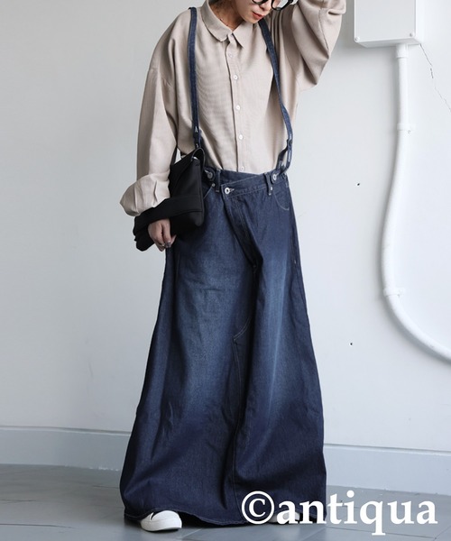 antiqua（アンティカ） デニムスカート デニムサロペットスカート