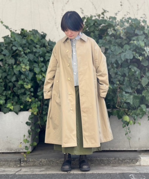 Gymphlex ベージュ トレンチコート　ゆったりサイズ GYMPHLEX（ジムフレックス） トレンチコート 14 ベージュ レディース