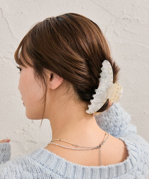 mystic（ミスティック） ブローチ マーブルラウンドヘアクリップ