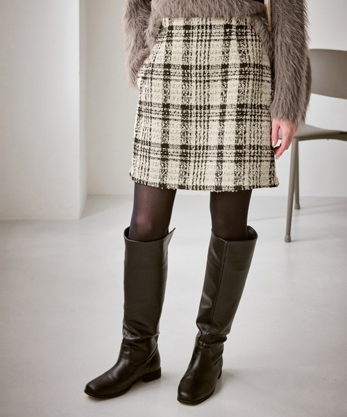 【新品タグ付き♪ 】 ROPE PICNIC 40 ノーカラー ツイードスカート ROPÉ PICNIC(ロペピクニック) / セットアップ対応/ツイードスカート