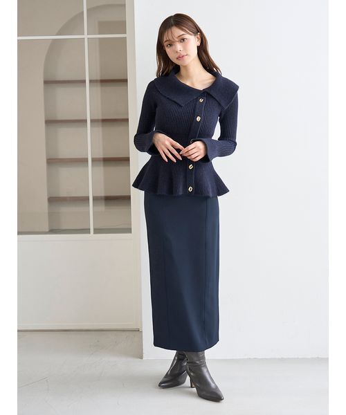 【美品】　snidel シンプルペンシルスカート ネイビー　バックスリット　1 SNIDEL（スナイデル） スカート シンプルペンシルスカート : ZOZOTOWN