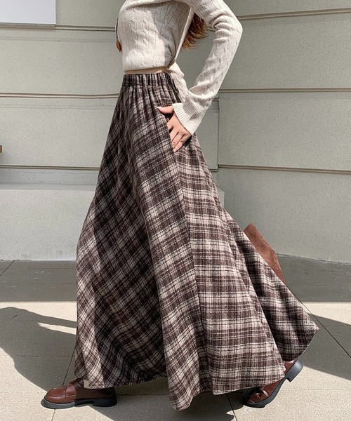 emi+ スカート チェック柄ボリュウームAラインスカート : ZOZOTOWN