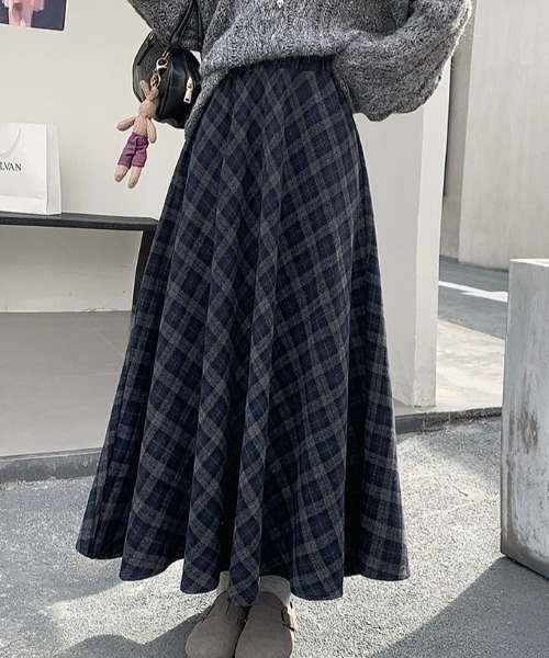 emi+ スカート チェック柄ボリュウームAラインスカート : ZOZOTOWN