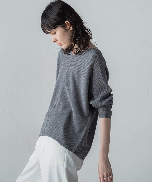 「la.f…」 長袖ニット 7号 ライトブルー レディース_画像3