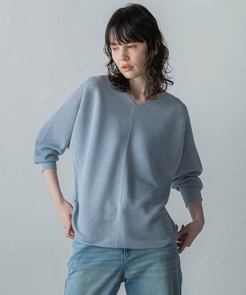 「la.f…」 長袖ニット 7号 ライトブルー レディース_画像8