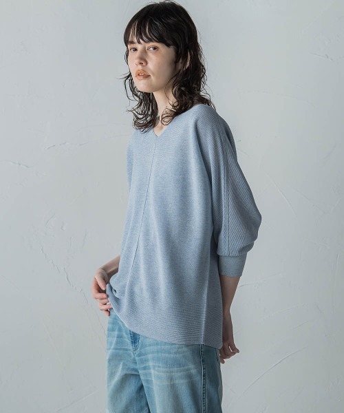 「la.f…」 長袖ニット 7号 ライトブルー レディース_画像9