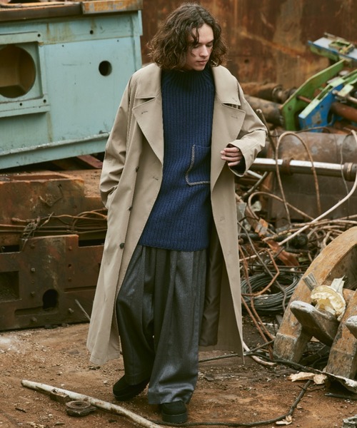 CasperJohn ブラック トレンチコート ウール混紡 Casper John（キャスパージョン） トレンチコート SMALL ブラック
