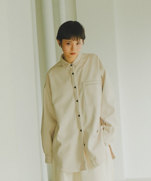 シャツ+ブラウス(長袖+七分) Bow Over Shirt COFREX】 フリルリボン ブラウス 長袖 レディースデザインシャツ(M