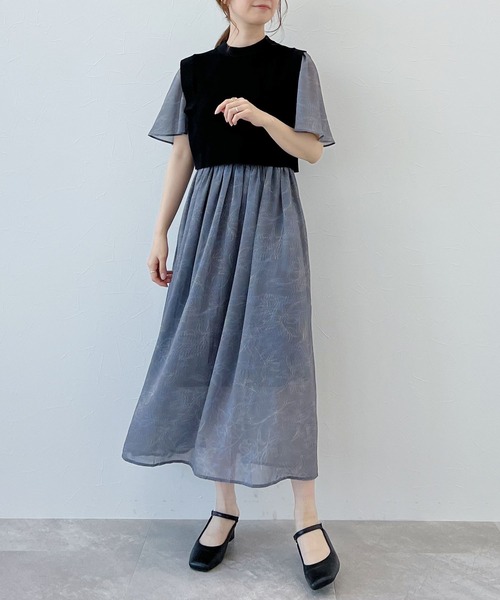 「mysty woman」 半袖ワンピース FREE パープル レディース_画像2