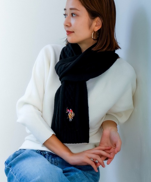 「U.S. POLO ASSN.」 マフラー FREE チャコールグレー レディース_画像2