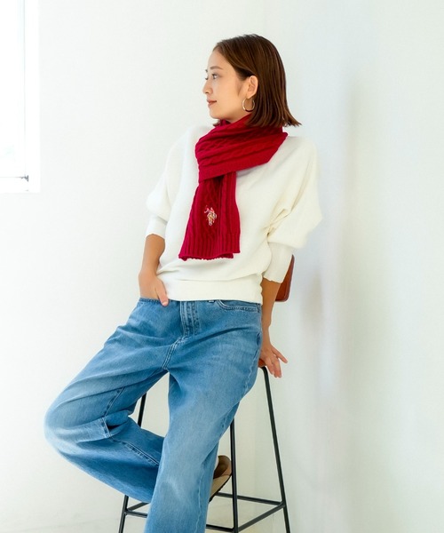 「U.S. POLO ASSN.」 マフラー FREE チャコールグレー レディース_画像9