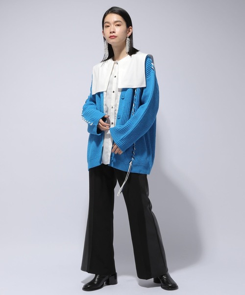 「HARE」 ニットカーディガン FREE ブルー レディース_画像6