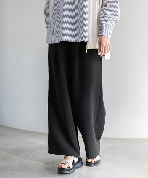 Elura（エルーラ） パンツ Wクロスドロストワイドパンツ「低身長サイズ