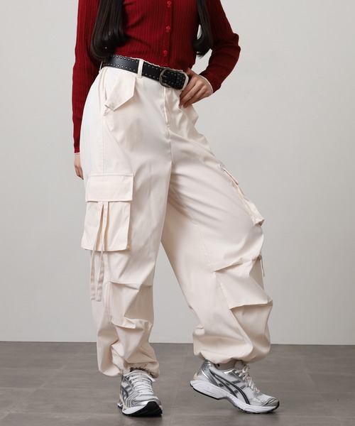 WORKS ワイドパンツ カーゴパンツ .worksスタッズベルト付カーゴパンツ