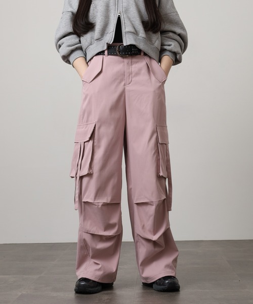 WORKS ワイドパンツ カーゴパンツ .worksスタッズベルト付カーゴパンツ