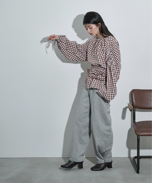 Ｙ's ワイズ 美品 21SS スモーク ブリーチ チェック ブラウス 2 THE Yon ブラウス シャツ 2WAYビスチェセットギンガムチェックブラウス