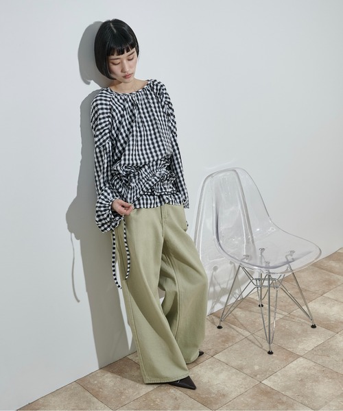 THE Yon ブラウス シャツ 2WAYビスチェセットギンガムチェックブラウス