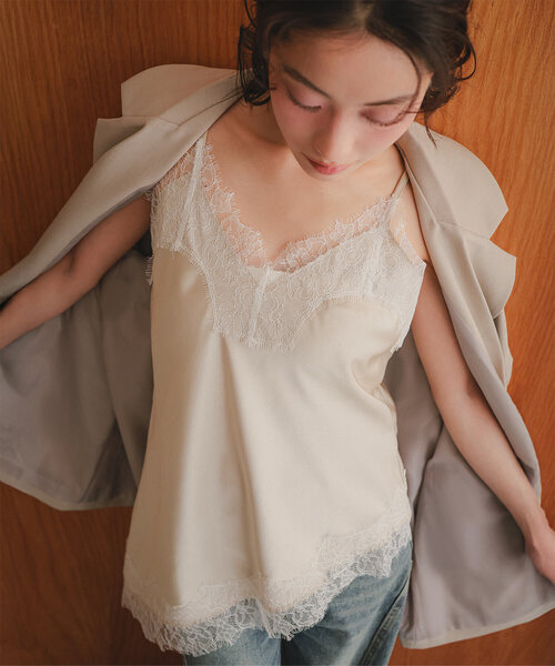 KOBE LETTUCE（神戸レタス） キャミソール サテンレースキャミトップス