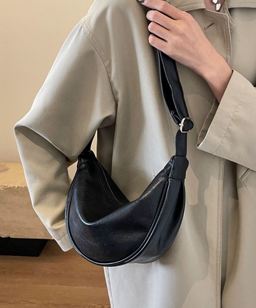 ショルダーバッグ バッグ PUレザー ハーフムーンショルダーバッグ レディース | lulufa | 04