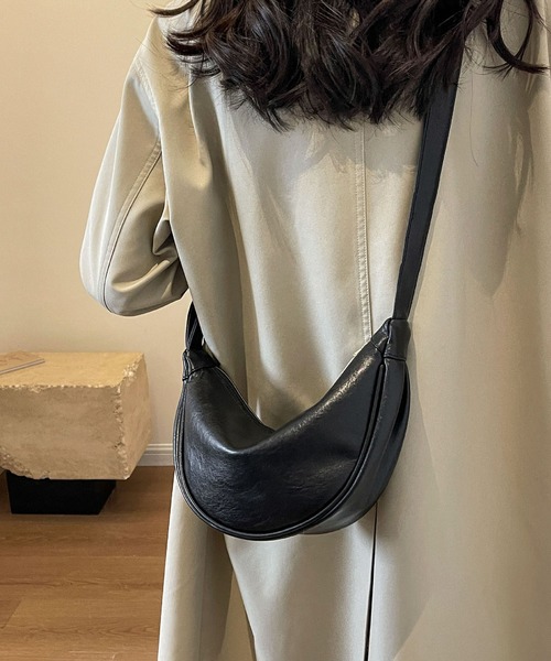 ショルダーバッグ バッグ PUレザー ハーフムーンショルダーバッグ レディース | lulufa | 05