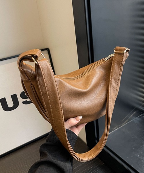 ショルダーバッグ バッグ PUレザー ハーフムーンショルダーバッグ レディース | lulufa | 18