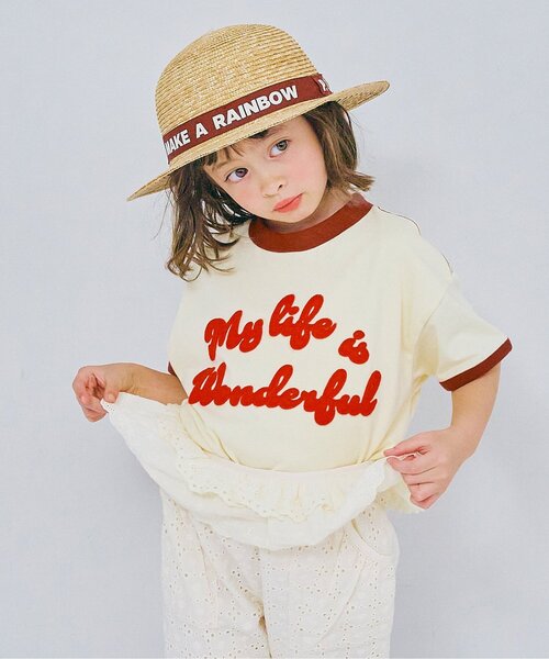 p.premier（ピードットプルミエ） tシャツ フェルトロゴリンガー半袖T