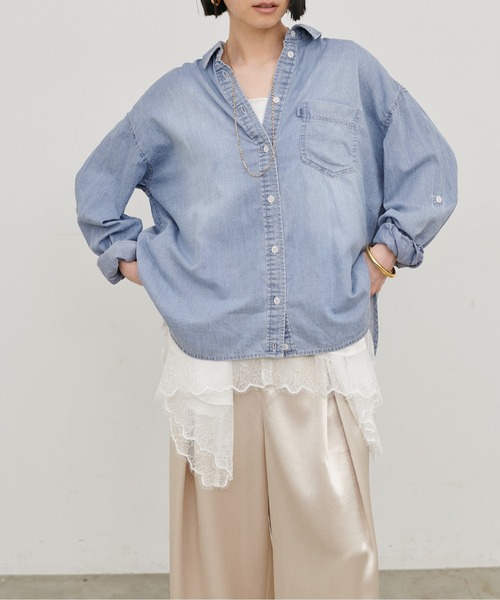 LARUTA（ラルータ） ブラウス シャツ 「LARUTA」シアーデニムシャツ 