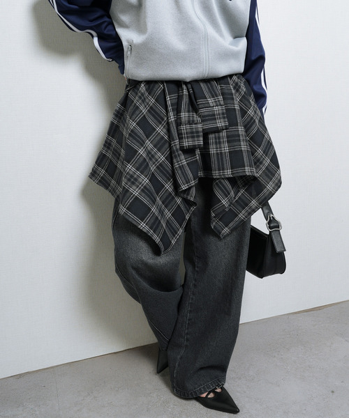 チェック柄巻きスカート風キュロット ラメ入りチェック柄ラップキュロット（女の子） 通販【ニッセン】