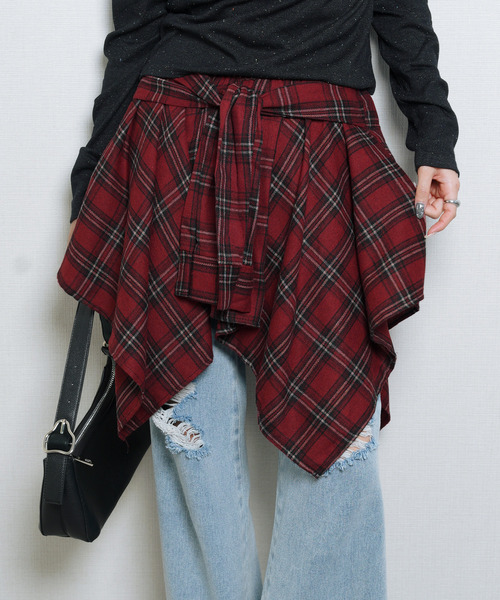 スカート チェックシャツ巻き風スカート : ZOZOTOWN Yahoo!店 - 通販