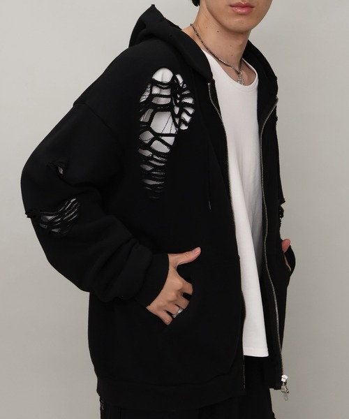 SSZ パーカー SEQUENZE パーカー 「SEQUENZ/シークエンズ」DAMAGE ZIP PK メンズ