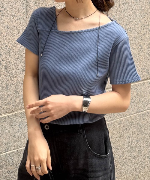 RANAN（ラナン） tシャツ 半袖 アシメネックハーフスリーブトップス