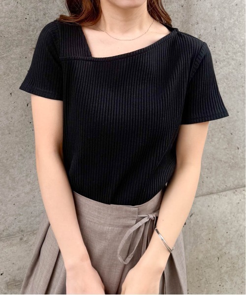 RANAN（ラナン） tシャツ 半袖 アシメネックハーフスリーブトップス