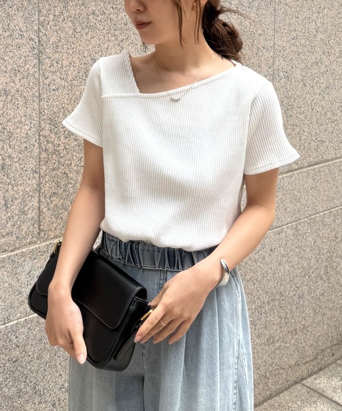 ANNITAN 半袖トップス RANAN（ラナン） tシャツ 半袖 アシメネックハーフスリーブトップス