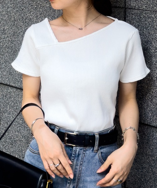 RANAN（ラナン） tシャツ 半袖 アシメネックハーフスリーブトップス