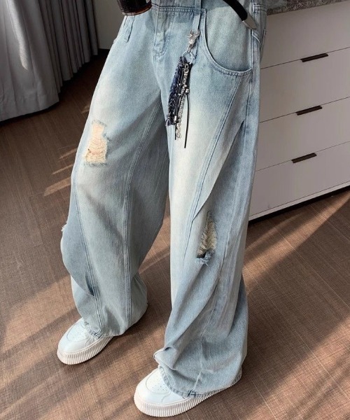 「FreeZone」 デニムパンツ M ライトブルー メンズ_画像8