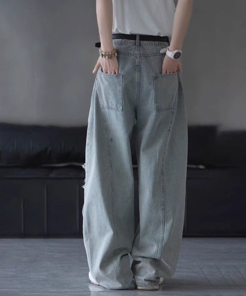 「FreeZone」 デニムパンツ M ライトブルー メンズ_画像9